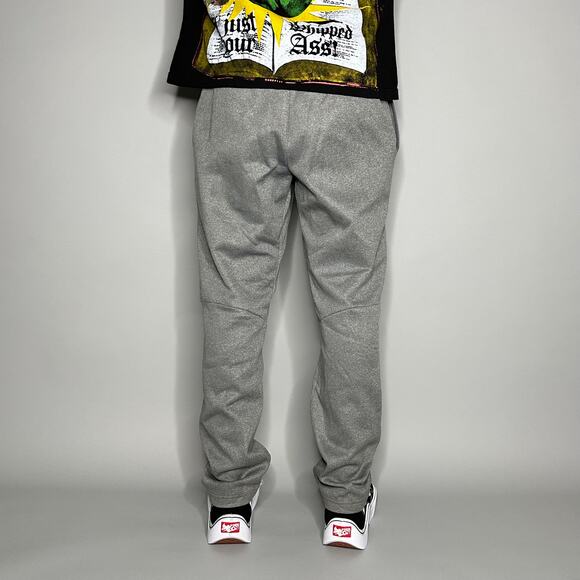 Vintage Y2K Nike Sweatpants Mens M Baggy Light Grey Polyester Black Swoosh - Picture 3 of 5